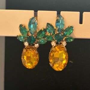 Elegant Pineapple Gold and Green Gemstone Earrings